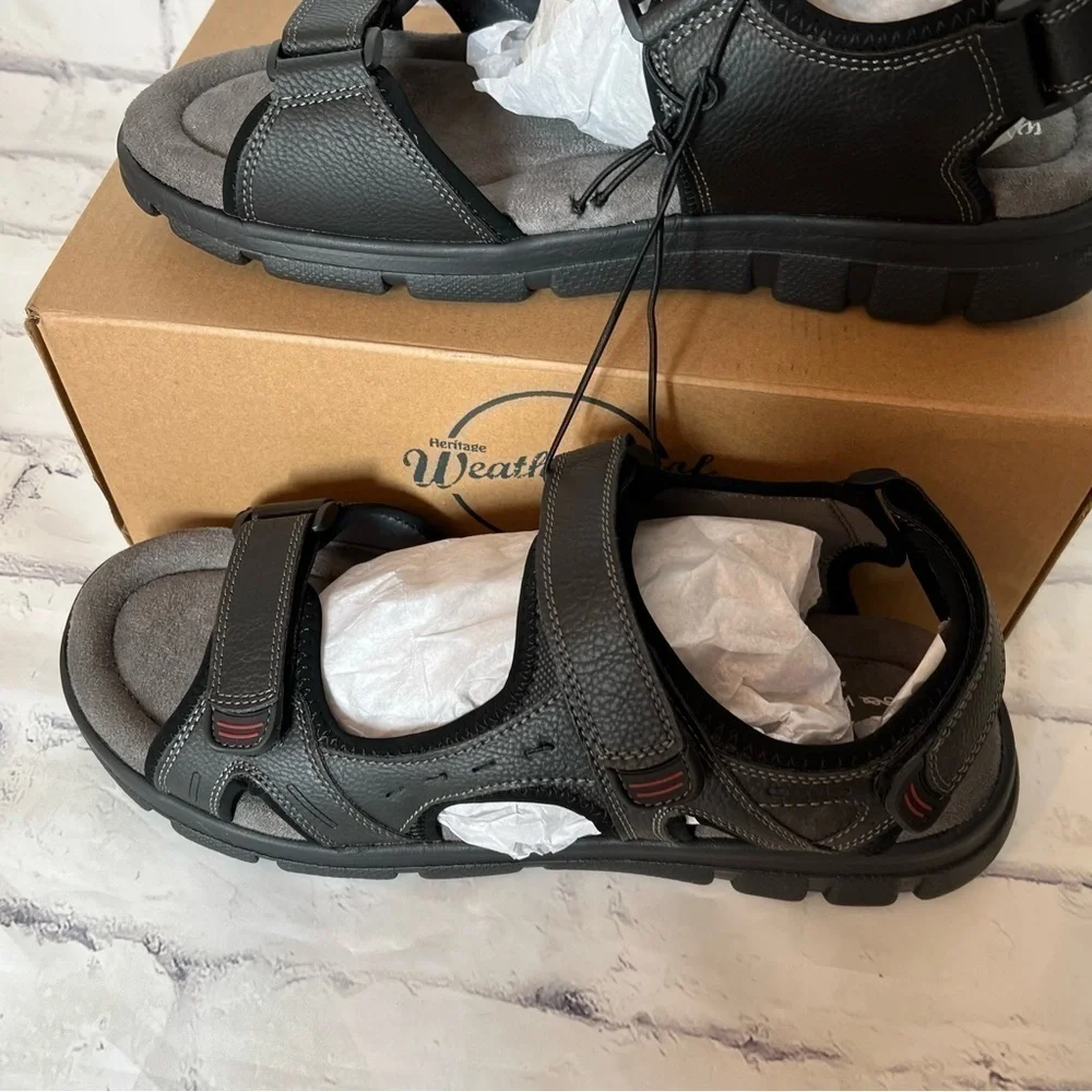 NWT Weatherproof Cameron adjustable black walking sport sandals size 13